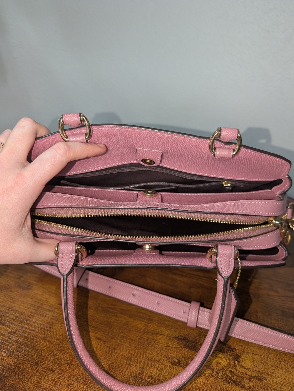 Coach Pink Satchel with Gold Hardware - Picture 3 of 11